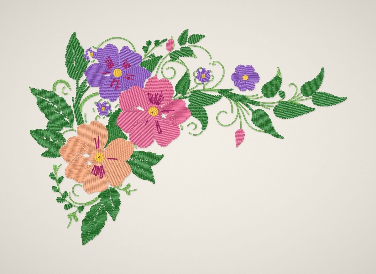 Floral corner – colourful thread work